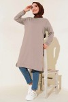   Yanları Yırtmaçlı Basic Uzun Tunik Vizon 1983
