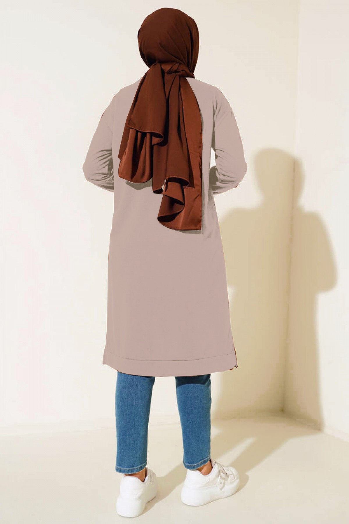   Yanları Yırtmaçlı Basic Uzun Tunik Vizon 1983