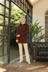 Yaka Fermuarlı Örgü Desenli Triko Kazak Kahverengi 394 Yaka Fermuarlı Örgü Desenli Triko Kazak Kahverengi 394