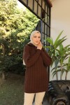 Yaka Fermuarlı Örgü Desenli Triko Kazak Kahverengi 394 Yaka Fermuarlı Örgü Desenli Triko Kazak Kahverengi 394