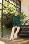 Yaka Fermuarlı Örgü Desenli Triko Kazak Zümrüt Yeşili 394 Yaka Fermuarlı Örgü Desenli Triko Kazak Zümrüt Yeşili 394