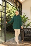 Yaka Fermuarlı Örgü Desenli Triko Kazak Zümrüt Yeşili 394 Yaka Fermuarlı Örgü Desenli Triko Kazak Zümrüt Yeşili 394