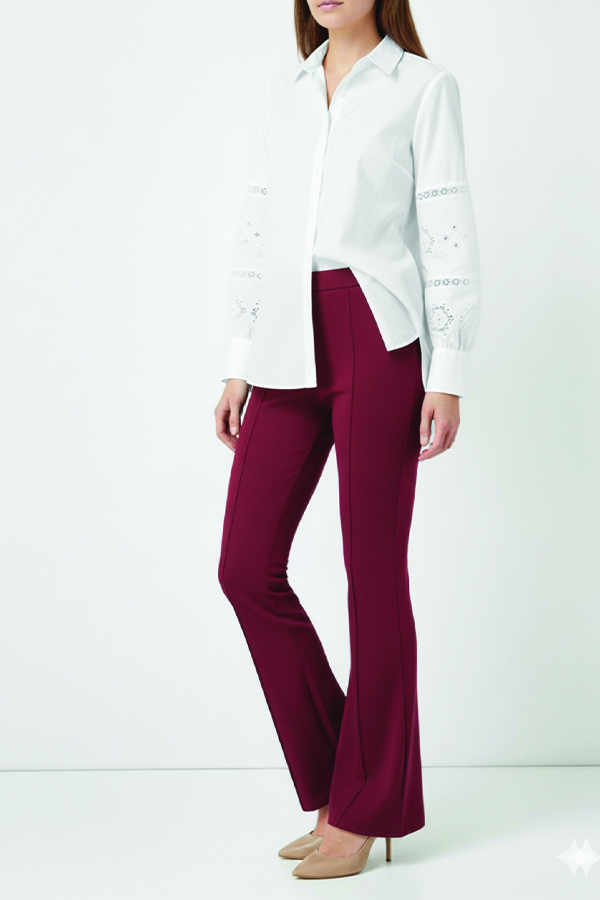 İspanyol Paça Pantolon A1106 Bordo