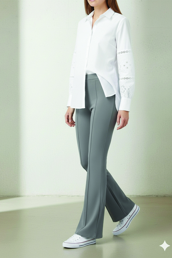 İspanyol Paça Pantolon A1106 Gri