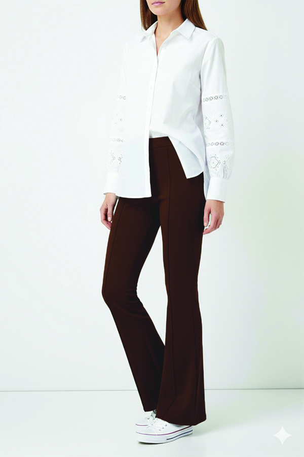 İspanyol Paça Pantolon A1106 Kahverengi