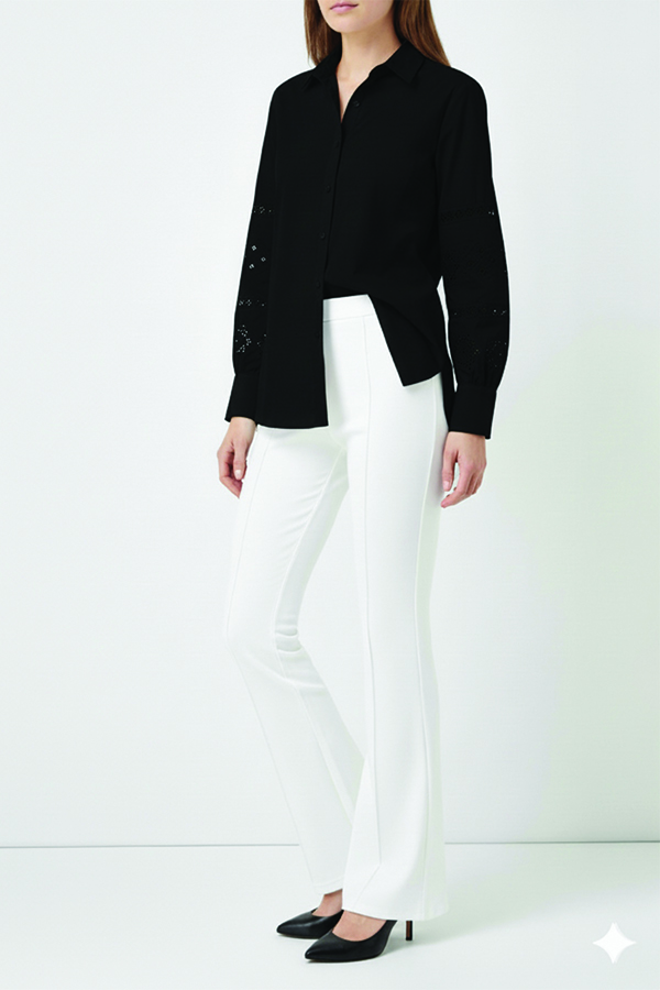 İspanyol Paça Pantolon A1106 Beyaz