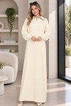 Yakası Fermuarlı Fitilli Triko Elbise Taş Rengi 11028-09 Yakası Fermuarlı Fitilli Triko Elbise Taş Rengi 11028-09