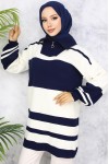 Boğazı Fermuarlı Triko Tunik Lacivert 11046-20 Boğazı Fermuarlı Triko Tunik Lacivert 11046-20