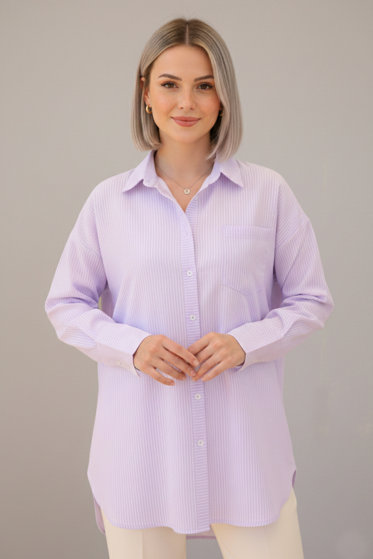Çizgili Gömlek Lila 12020 Çizgili Gömlek Lila 12020