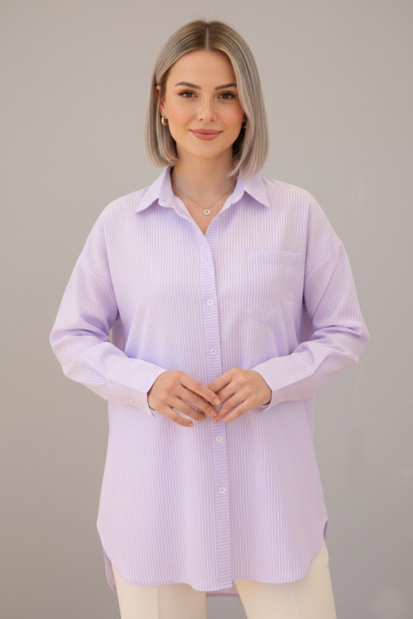 Çizgili Gömlek Lila 12020 Çizgili Gömlek Lila 12020