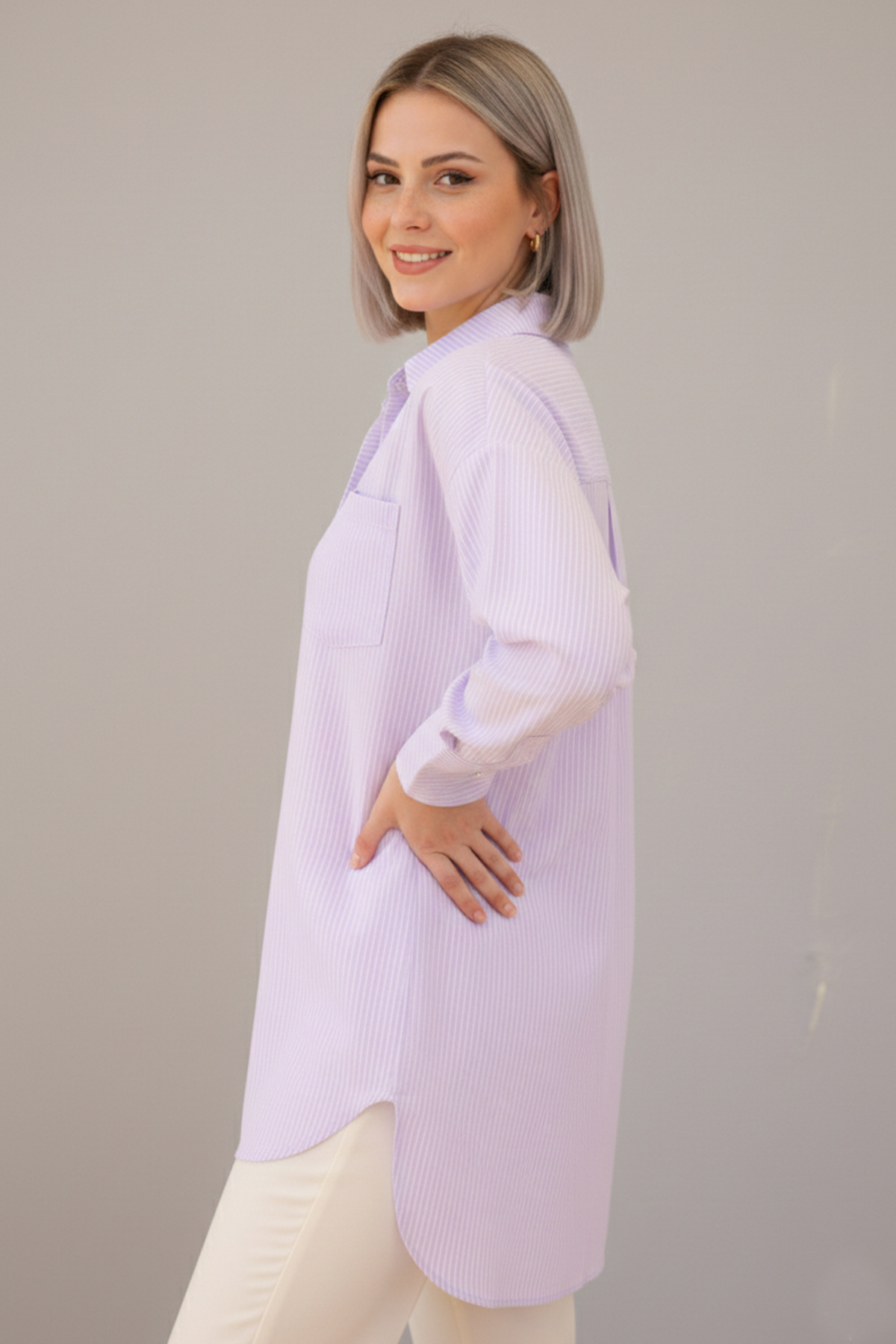 Çizgili Gömlek Lila 12020 Çizgili Gömlek Lila 12020