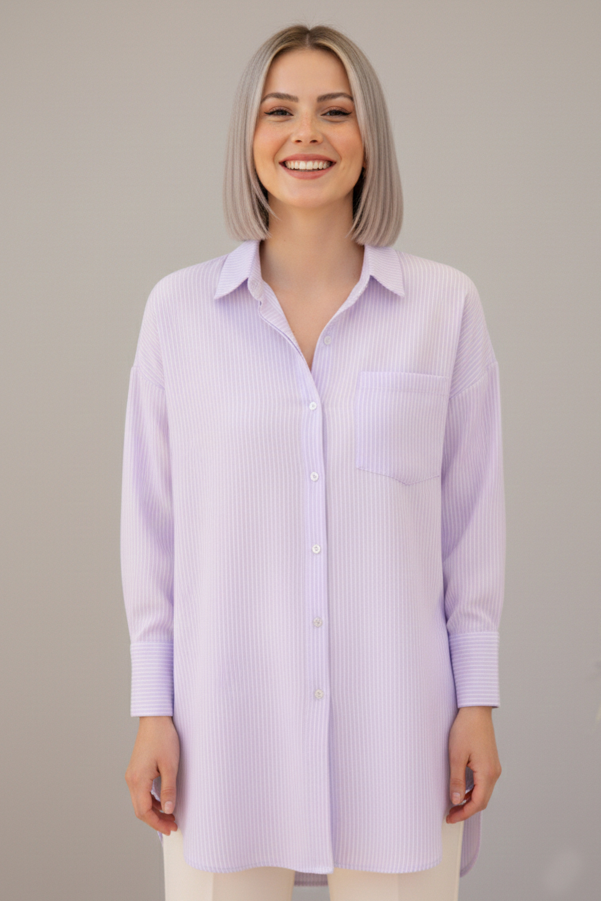 Çizgili Gömlek Lila 12020 Çizgili Gömlek Lila 12020