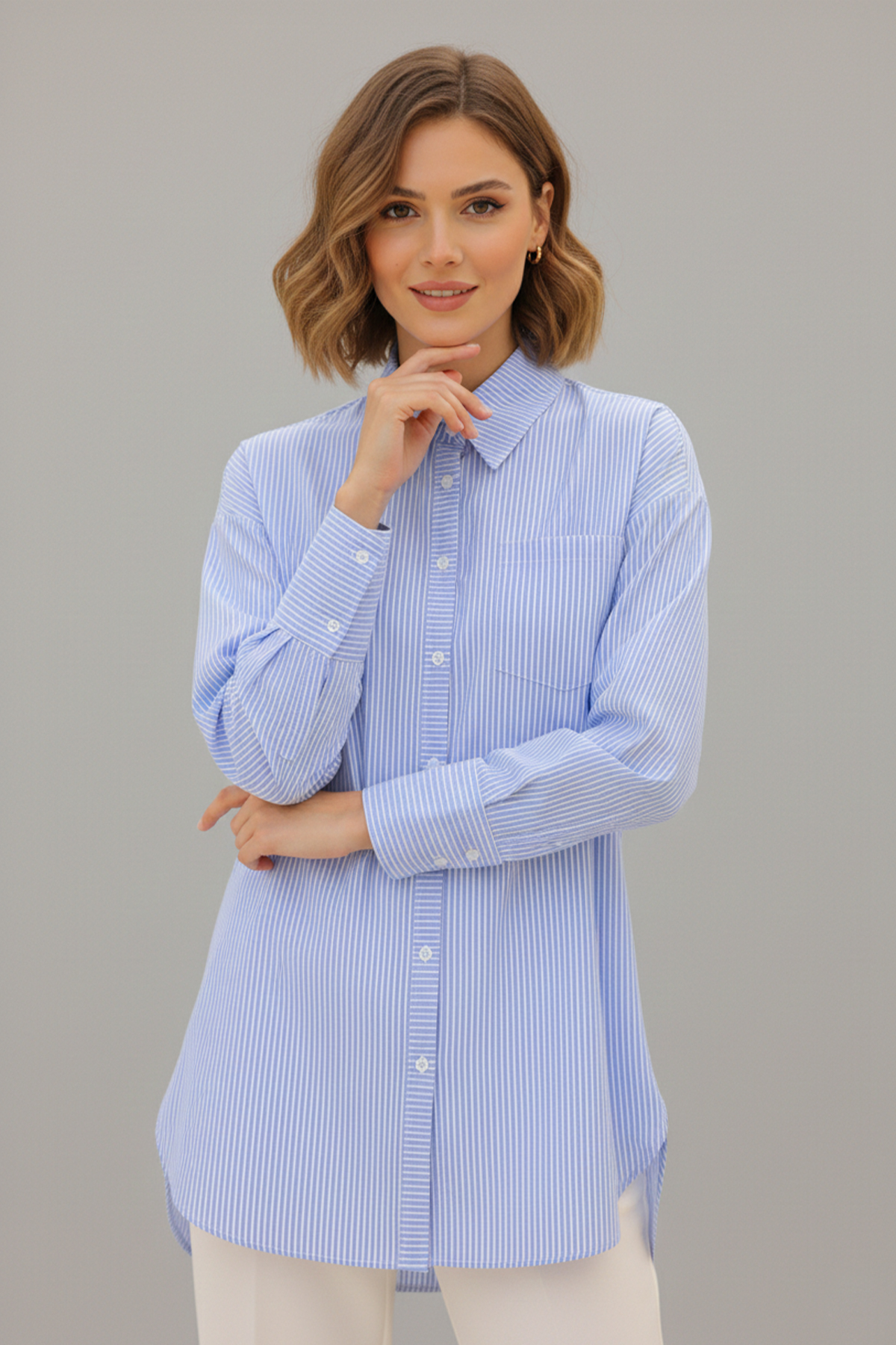 Çizgili Gömlek Mavi 12020 Çizgili Gömlek Mavi 12020