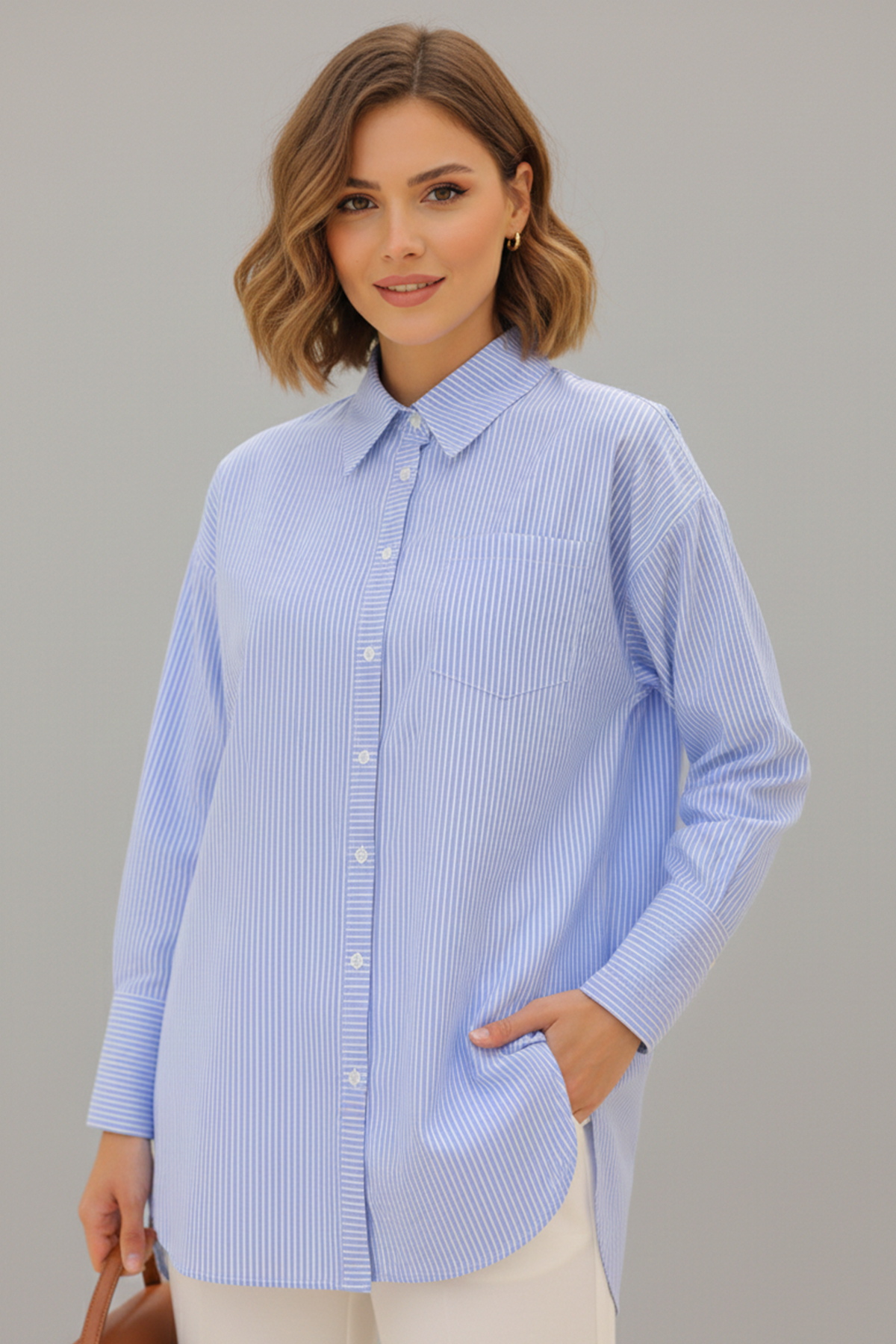 Çizgili Gömlek Mavi 12020 Çizgili Gömlek Mavi 12020