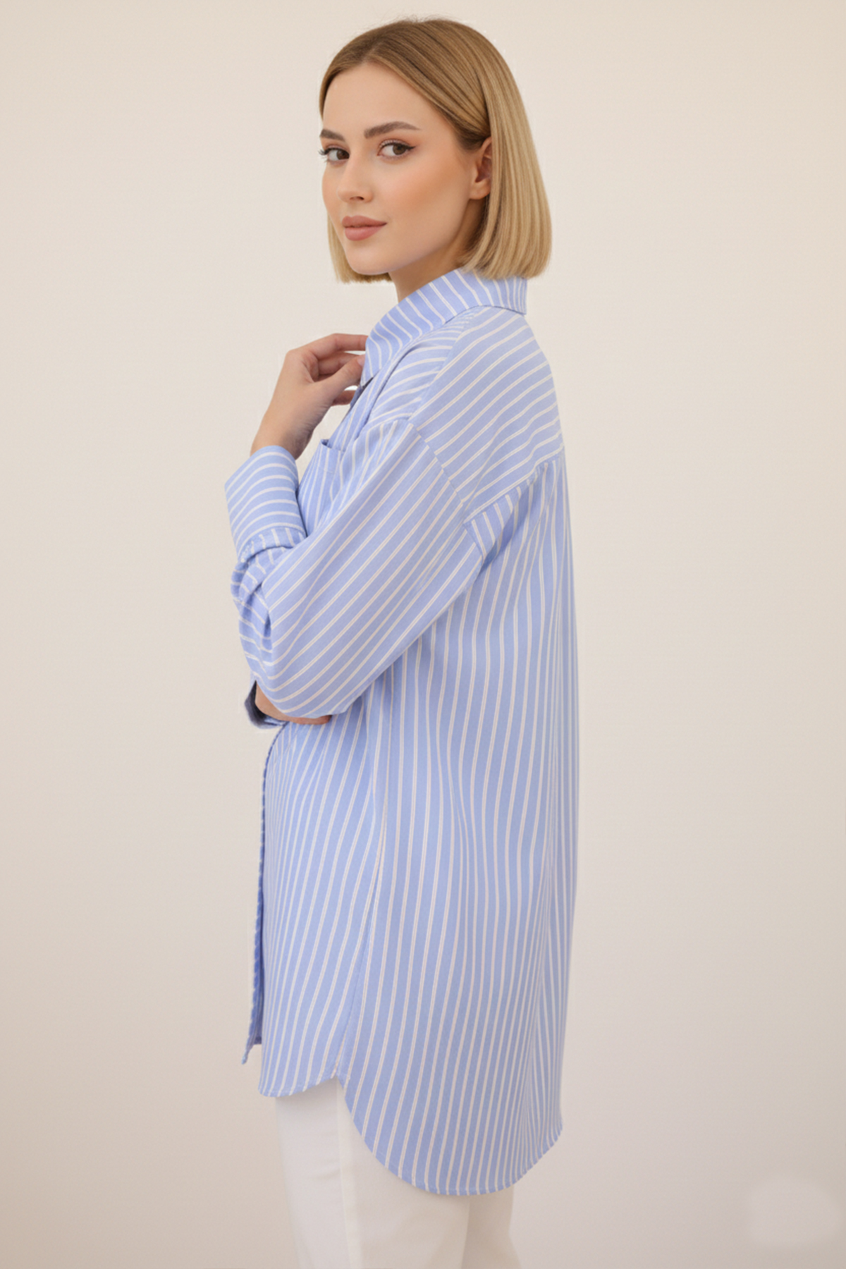 Çizgili Gömlek Mavi 12023 Çizgili Gömlek Mavi 12023