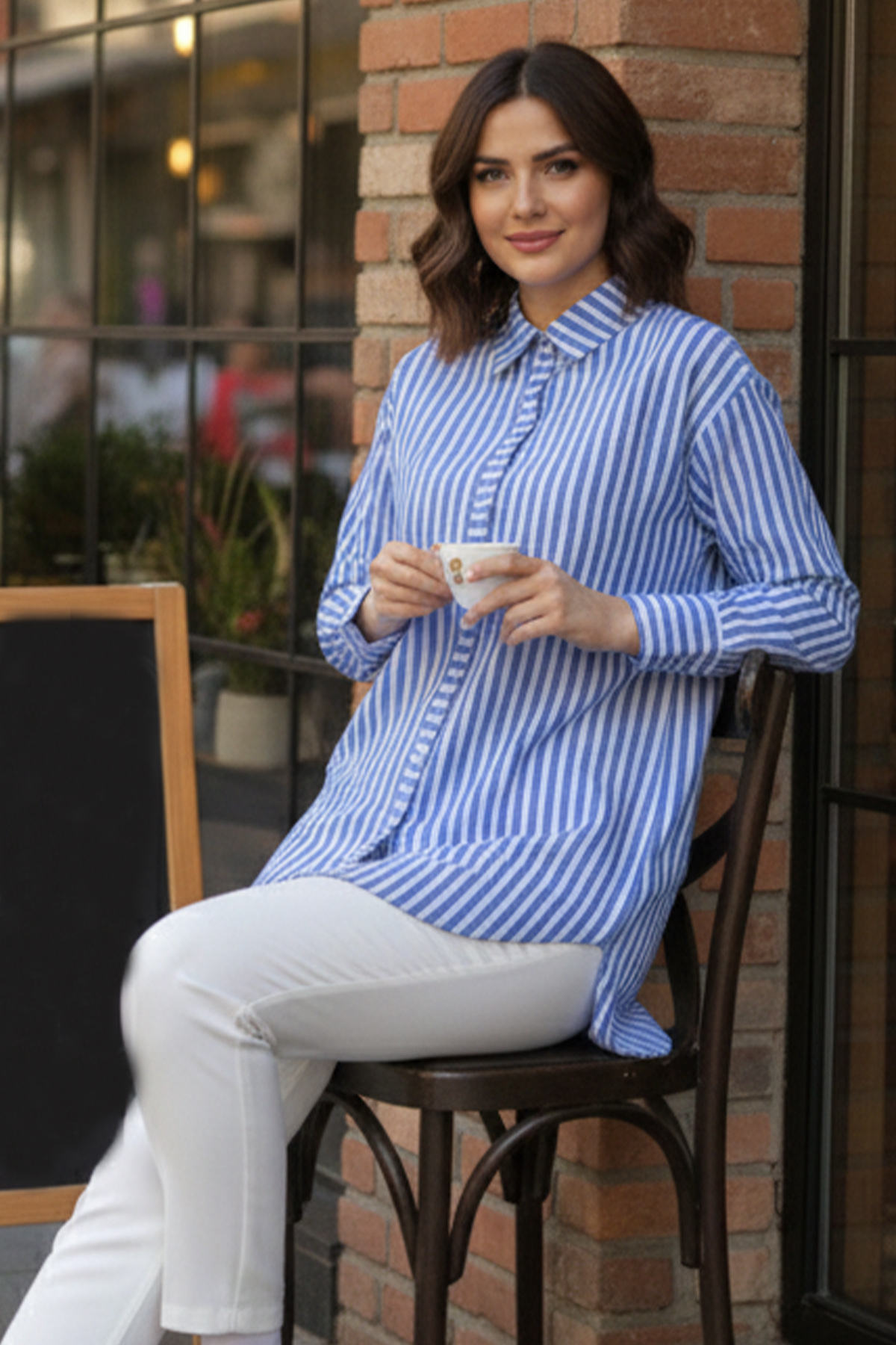  Çizgili Gömlek Lacivert 12024