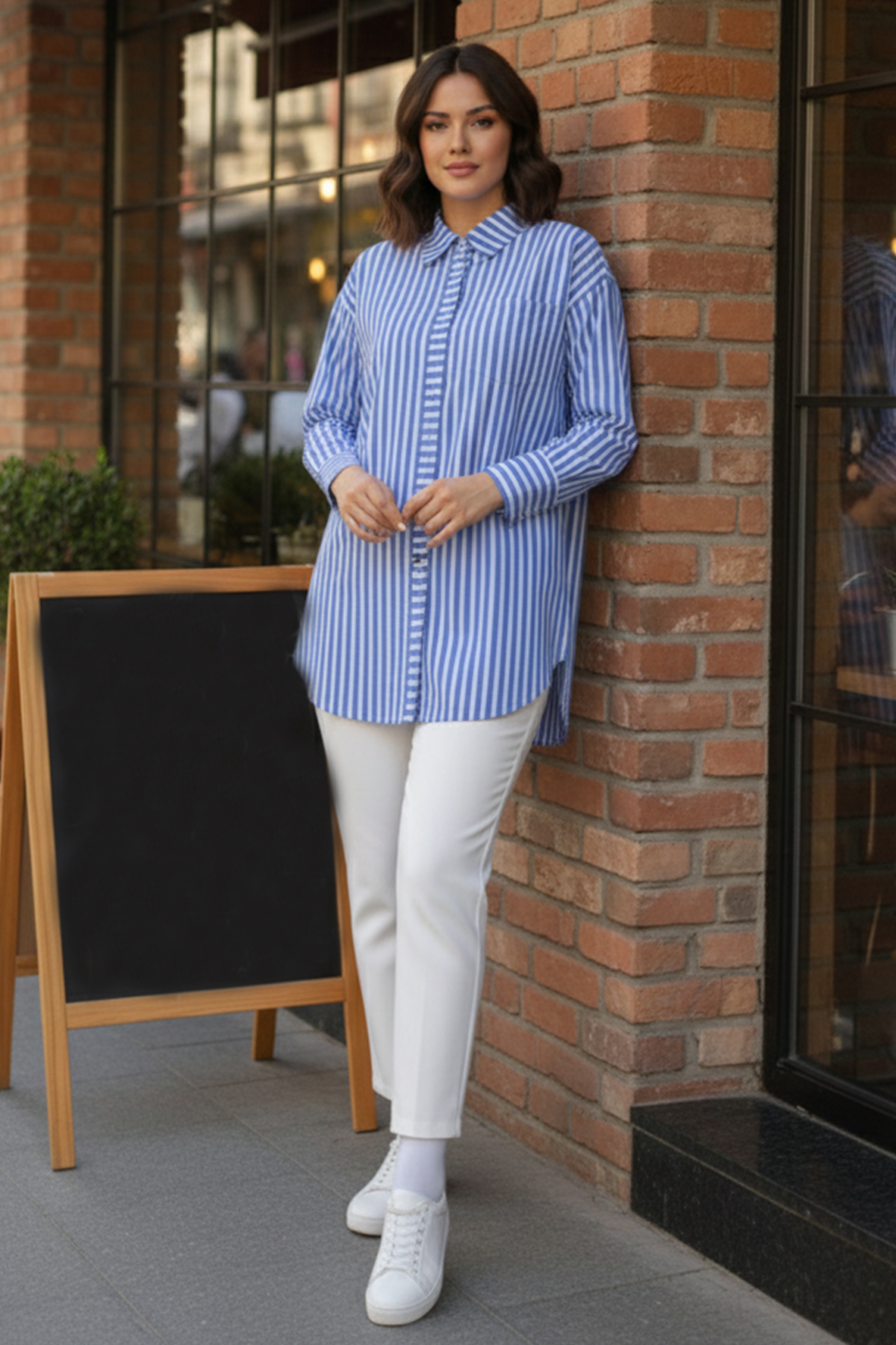  Çizgili Gömlek Lacivert 12024