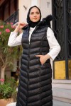 Uzun Yakasi Kürklü Dolgu Yelek Siyah 1701 Uzun Yakasi Kürklü Dolgu Yelek Siyah 1701