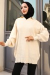 Fitilli Triko Tunik Taş Rengi 11035-59 Fitilli Triko Tunik Taş Rengi 11035-59