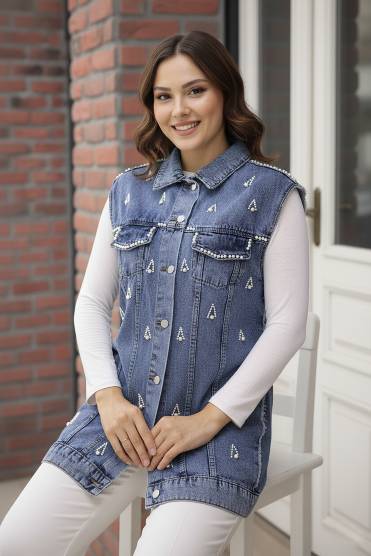 İnci Detaylı Kot Yelek Lacivert 2003 İnci Detaylı Kot Yelek Lacivert 2003