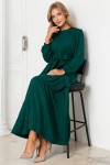 Düğme Detaylı Elbise Zümrüt Yeşili 2024