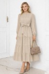  Düğme Detaylı Elbise Bej 2024