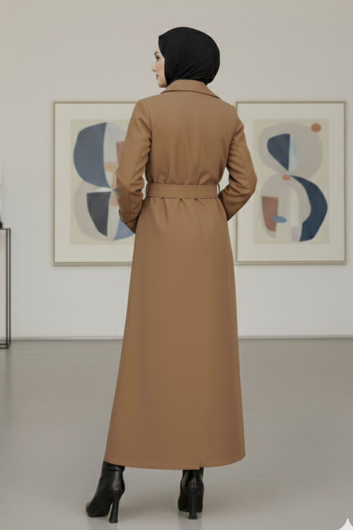 Kuşaklı Trençkot Taba 4901