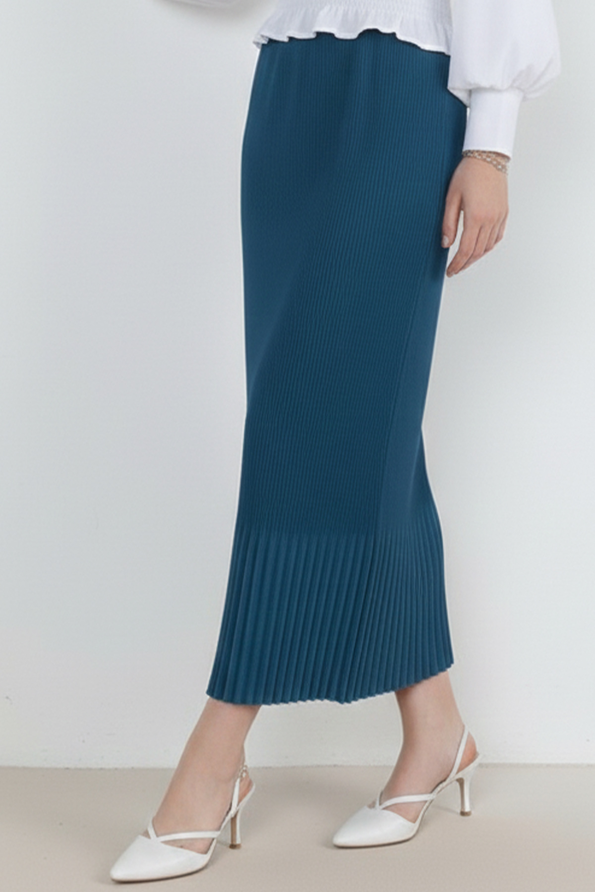 Piliseli Tesettür Etek İndigo 205