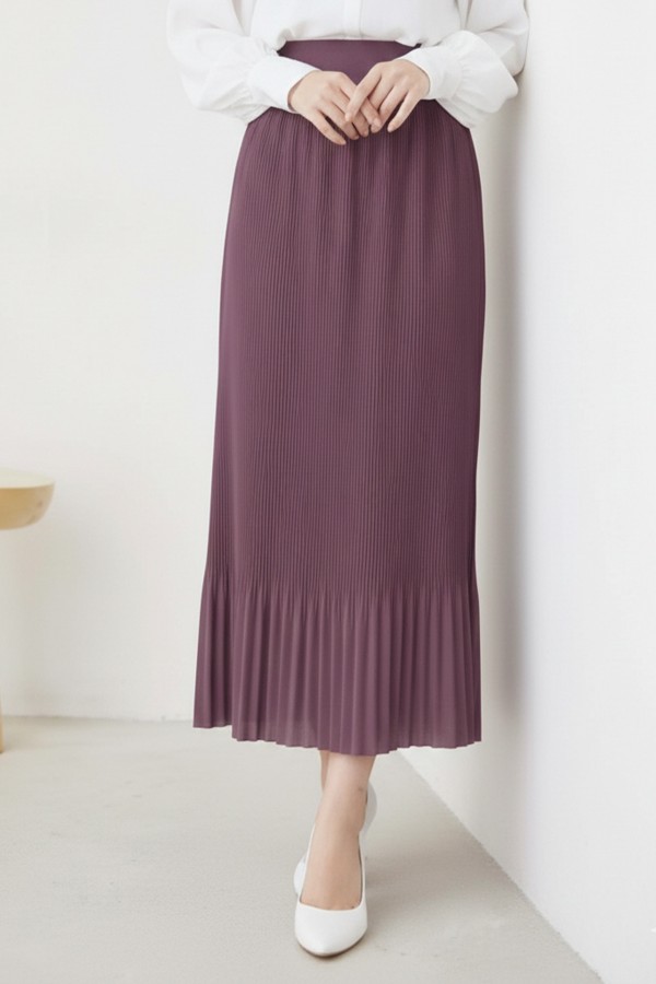  Piliseli Tesettür Etek Lila 205