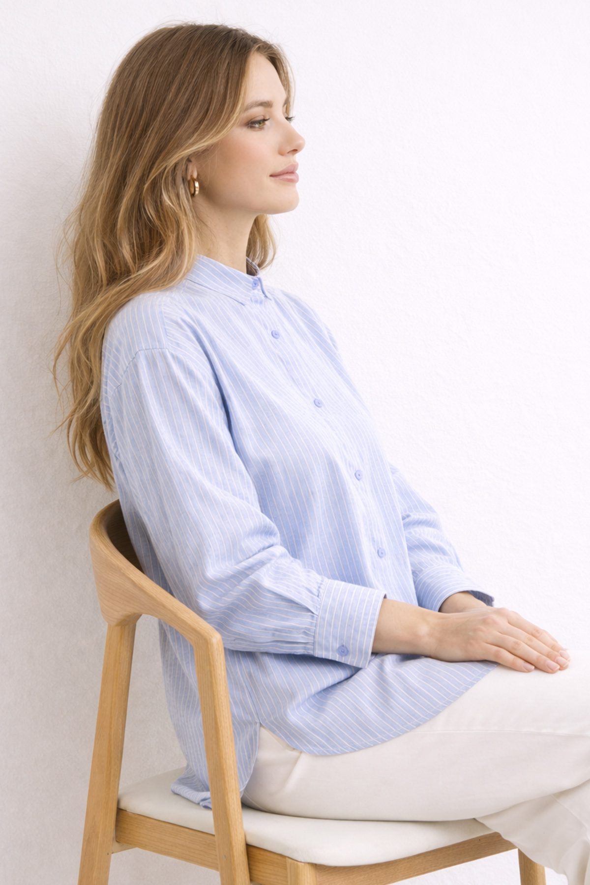  Çizgili Gömlek Mavi 2057