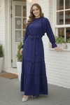 Kuşaklı Fırfır Detaylı Elbise Lacivert 2084 Kuşaklı Fırfır Detaylı Elbise Lacivert 2084