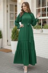 Kuşaklı Fırfır Detaylı Elbise Zümrüt Yeşili 2084 Kuşaklı Fırfır Detaylı Elbise Zümrüt Yeşili 2084
