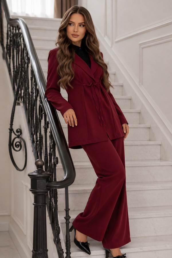 İp Bağcıklı Ceket Takım Bordo 2265 İp Bağcıklı Ceket Takım Bordo 2265