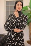 Desenli Elbise Siyah 2341 Desenli Elbise Siyah 2341