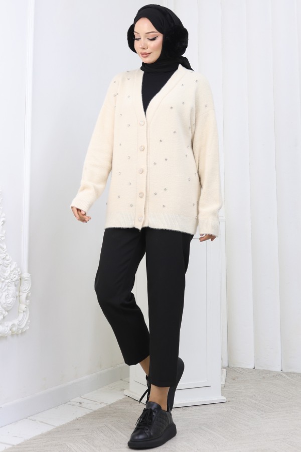 Beyoğlu Taşlı Sakal Ceket H25308 Taş Rengi