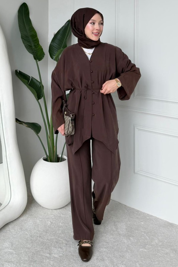 İkili Asimetrik Takım M3002 Kahverengi İkili Asimetrik Takım M3002 Kahverengi