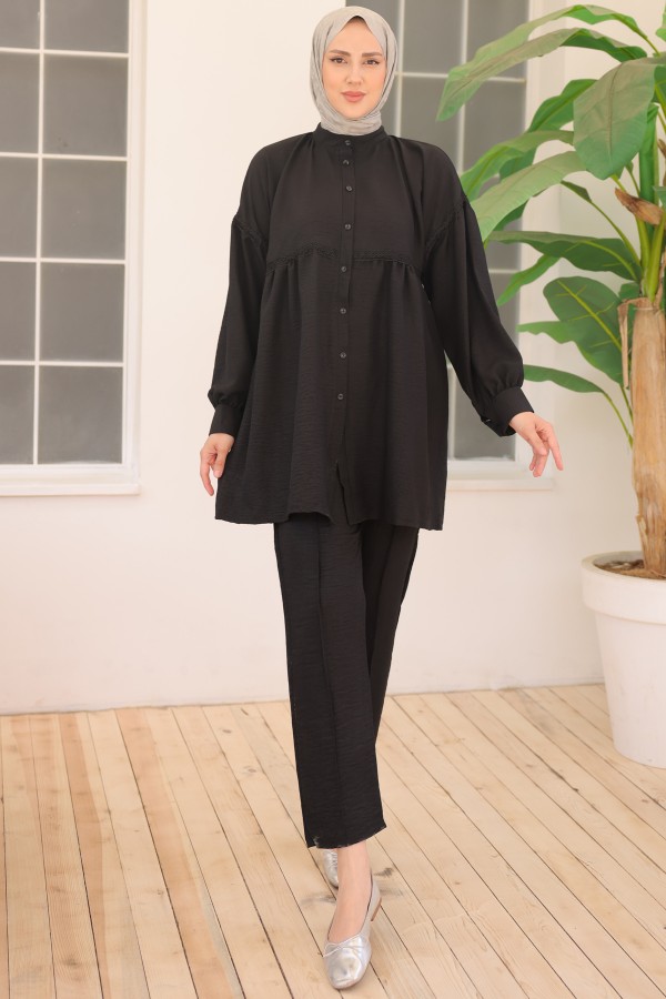 Önden Düğmeli İkili Takım Siyah 3350 Önden Düğmeli İkili Takım Siyah 3350