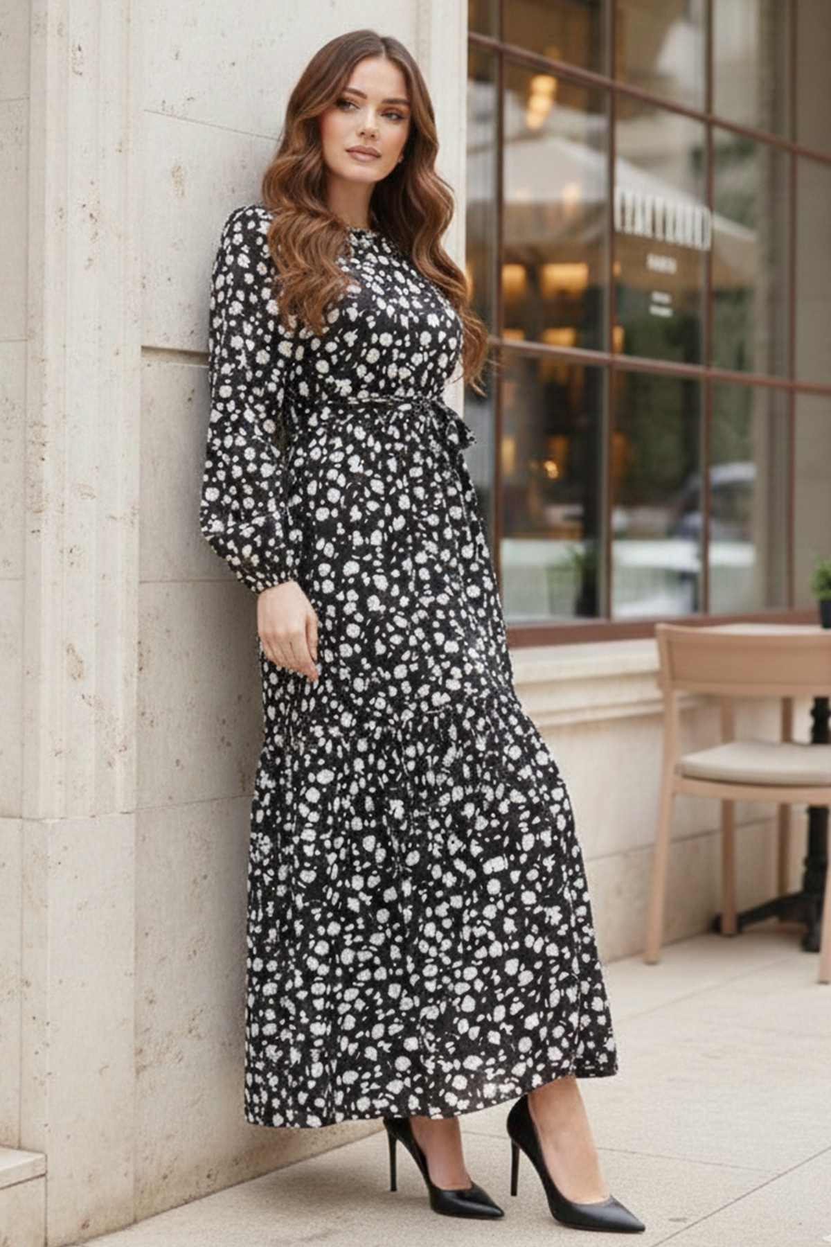 Papatya Desen Elbise Siyah 400 Papatya Desen Elbise Siyah 400