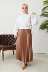Beli Lastikli Piliseli Etek Bej 4538 Beli Lastikli Piliseli Etek Bej 4538