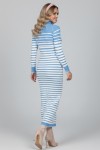  Balıkçı Yaka Çizgili Triko Elbise Mavi 6143