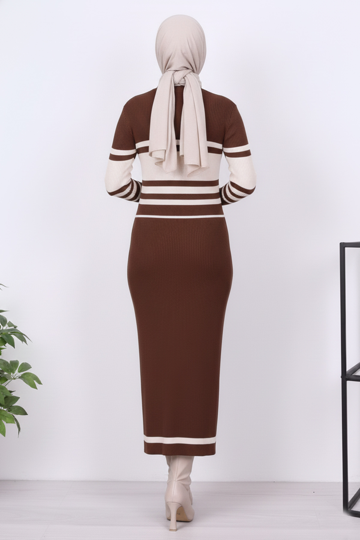  Balıkçı Yaka Triko Elbise Kahverengi 6146