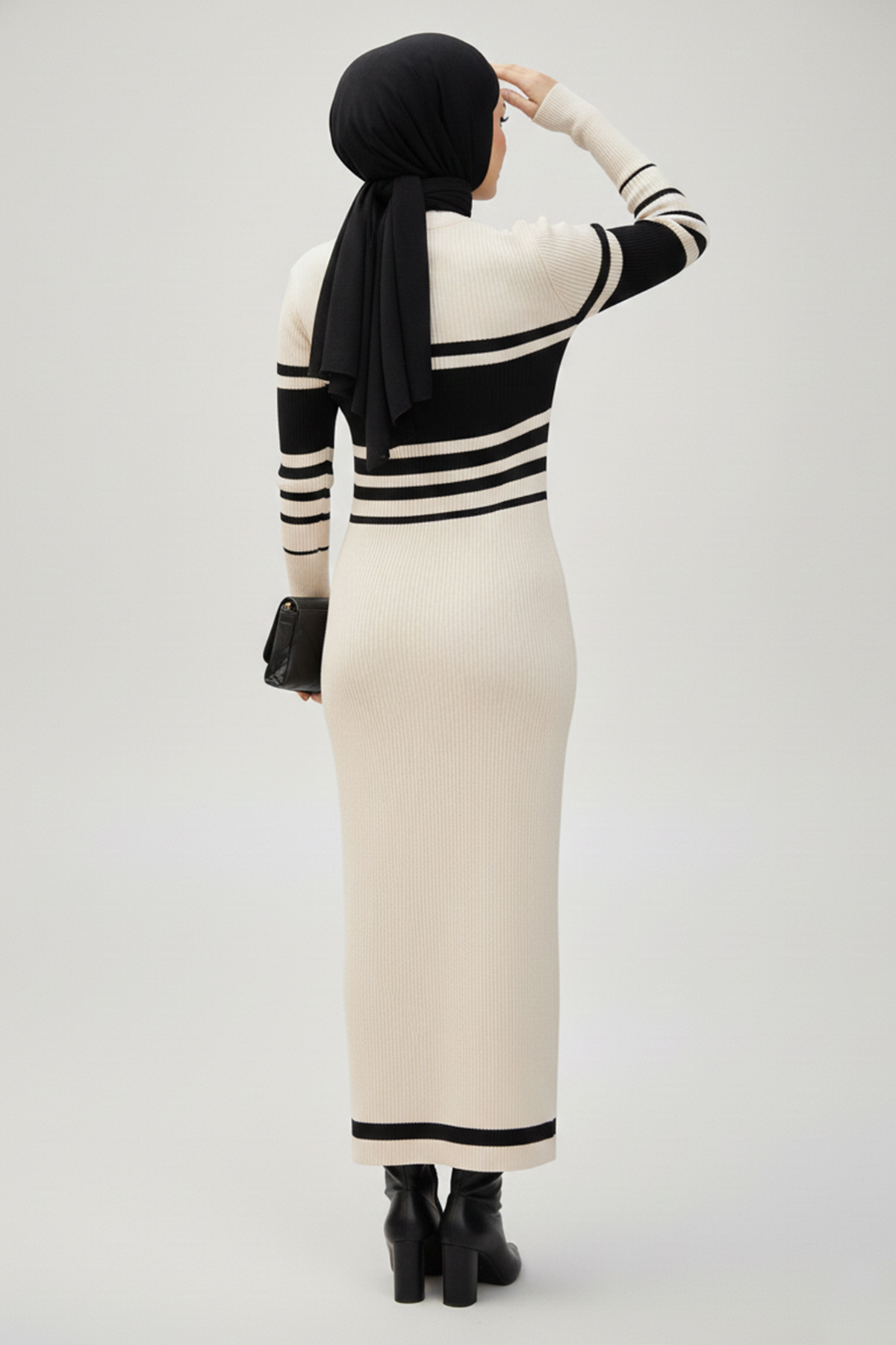  Balıkçı Yaka Triko Elbise Taş Rengi 6146