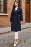  Çizgili Trençkot Lacivert 61673