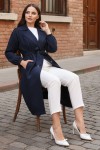  Çizgili Trençkot Lacivert 61673