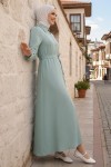  Boncuk Detaylı Elbise Mint Yeşili 6809