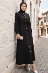  Boncuk Detaylı Elbise Siyah 6809