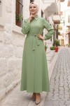  Boncuk Detaylı Elbise Yeşil 6809