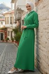  Boncuk Detaylı Elbise Zümrüt Yeşili 6809