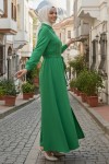  Boncuk Detaylı Elbise Zümrüt Yeşili 6809