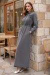 Beli Lastikli Kot Elbise Gri 6952 Beli Lastikli Kot Elbise Gri 6952